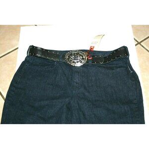 St John's Bay jeans womens 12 Fashion bootcut belt average 31 x 32 blue new